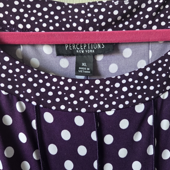 Perceptions Purple Dress with White Polka Dots - Picture 3 of 4
